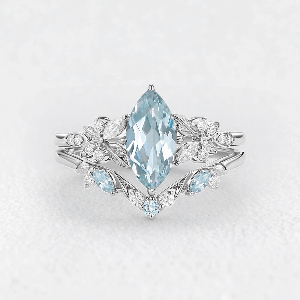 Marina’s Tide | Marquise Aquamarine Bridal Set 2pcs.