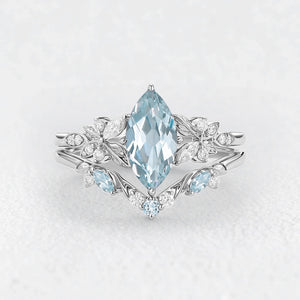 Marina’s Tide | Marquise Aquamarine Bridal Set 2pcs.