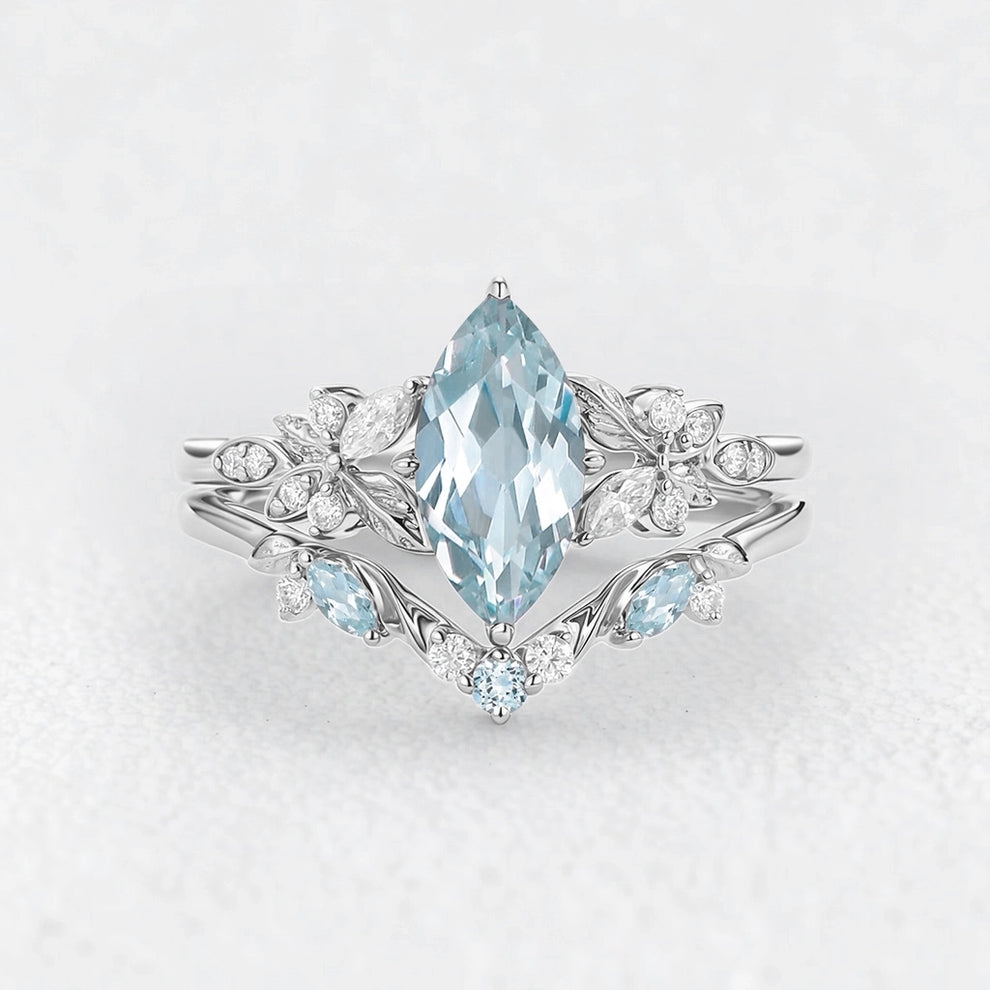 Marina’s Tide | Marquise Aquamarine Bridal Set 2pcs.
