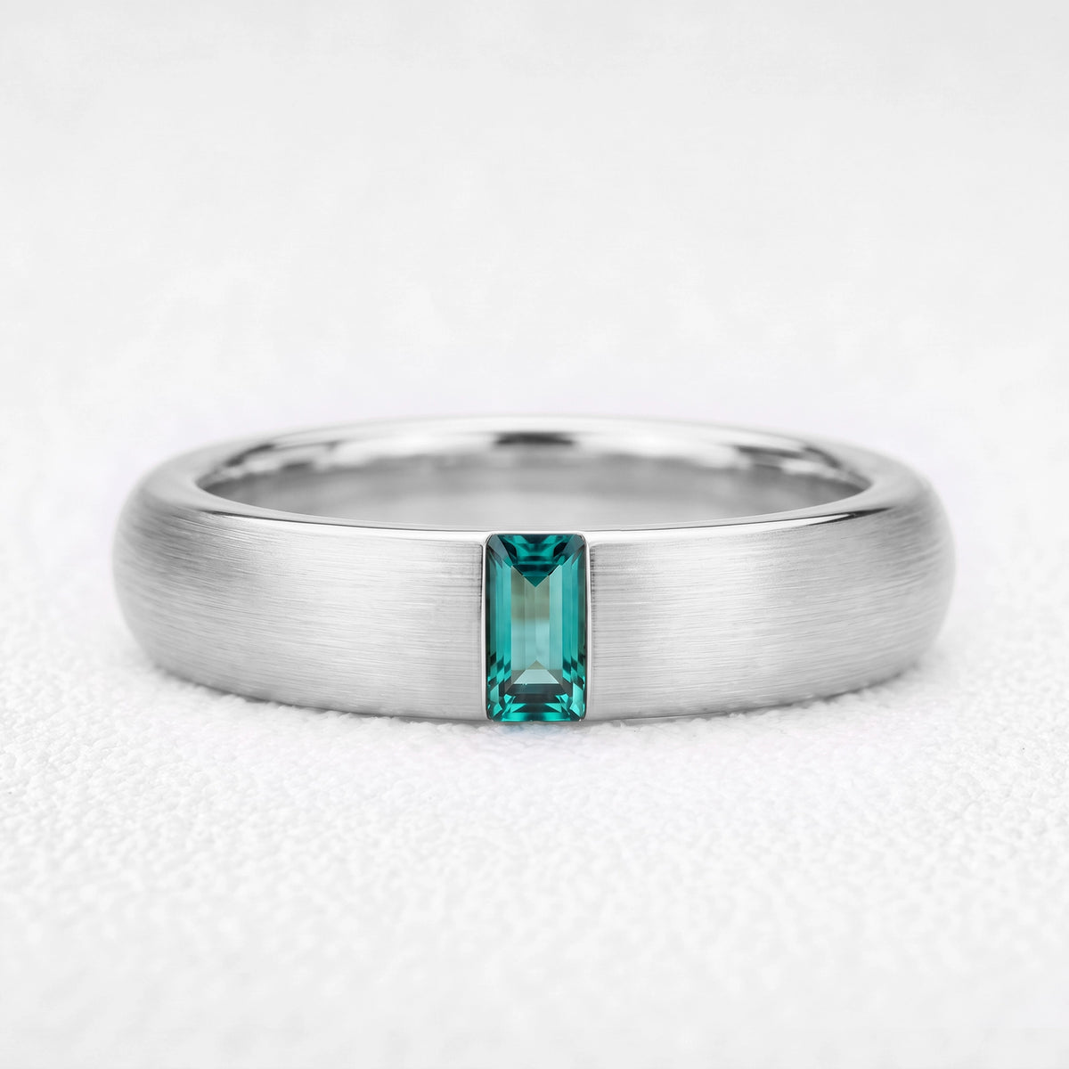 Marcus’s Keystone | Satin-Finished Emerald Men’s Band