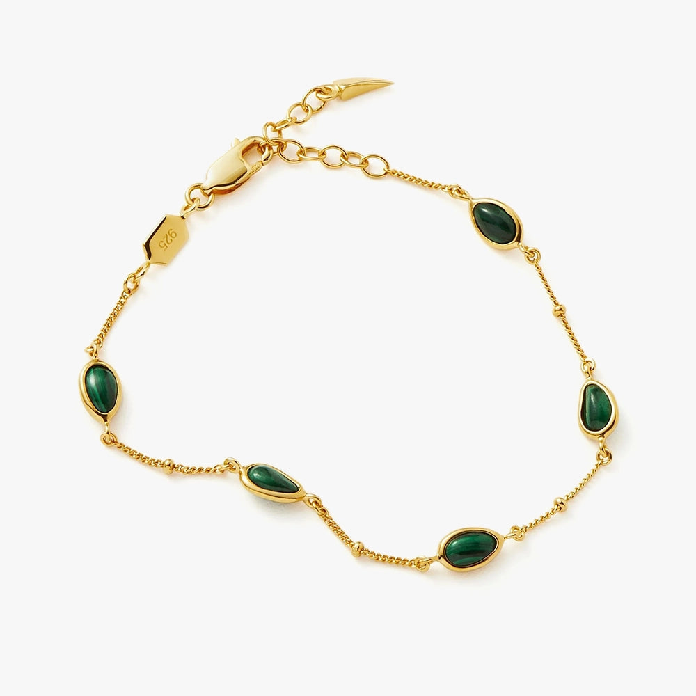 18K Gold Vermeil Magma Gemstone Charm Bracelet.