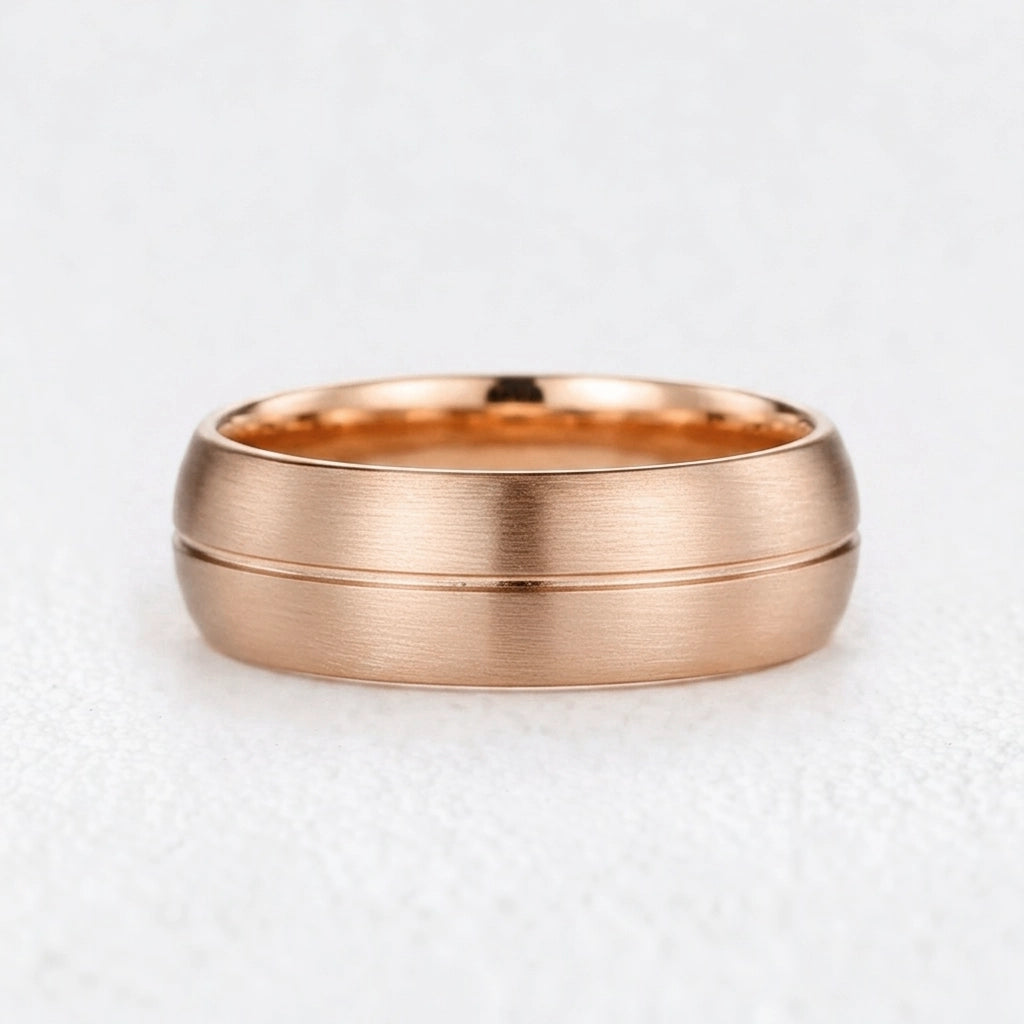 Atlas Vaulted | Architectural Brushed Men's Wedding Band.