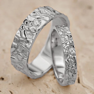 The Bedrock Set | His & Hers Rock Textured Wedding Band.