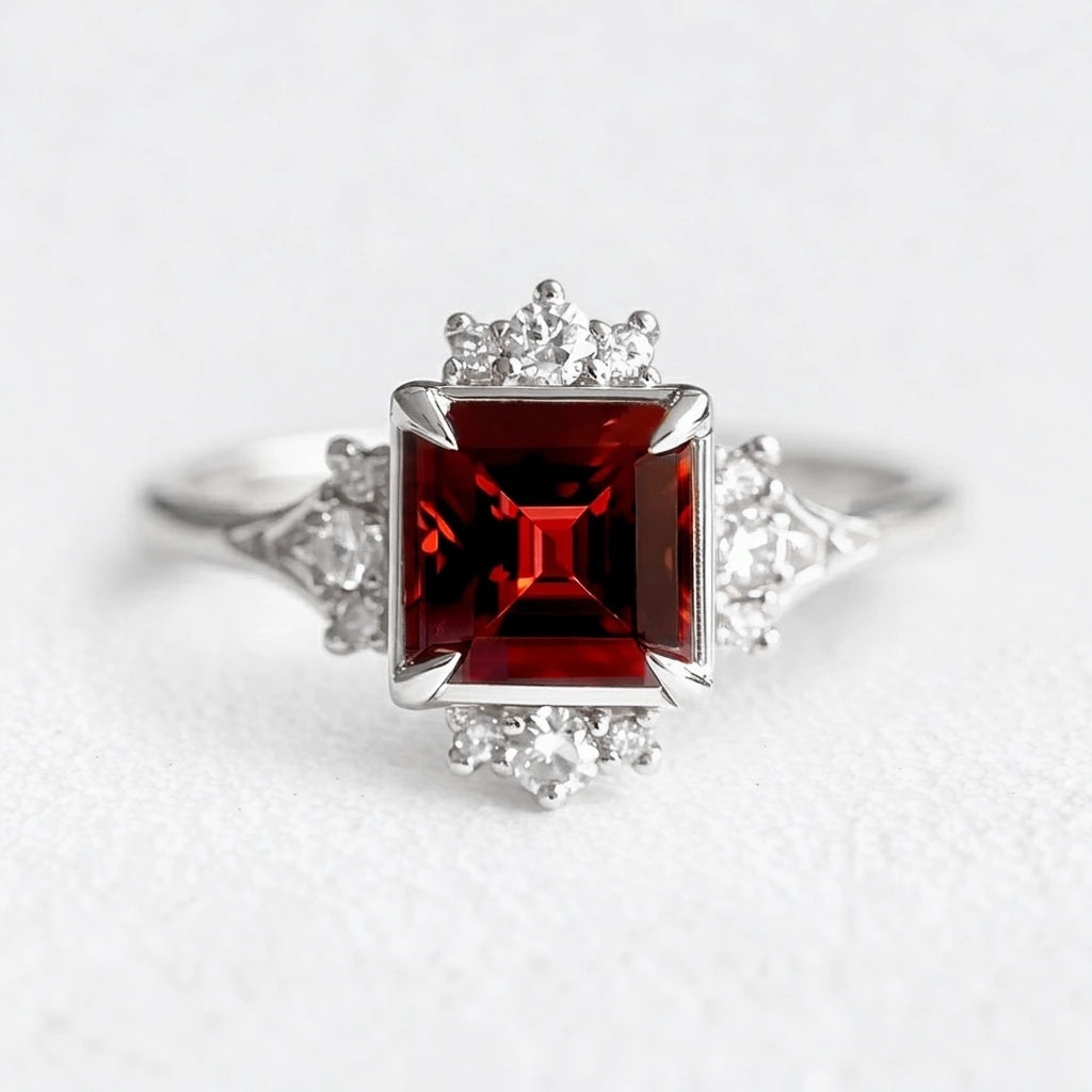 Victorian Hearth | Red Garnet Engagement Ring