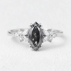 Isadora’s Blossom | 1CT Marquise Salt & Pepper Diamond Engagement Ring