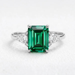 Flora's Ode | 3CT Green Emerald Engagement Ring.