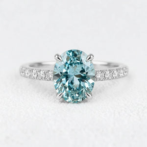 Selene’s Glow | 2CT Oval Cut Green Sapphire Ring