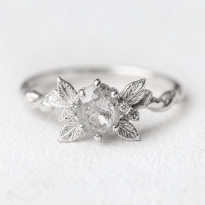 Astrid’s Stardust | 1CT Oval Salt & Pepper Diamond Flora Engagement Ring