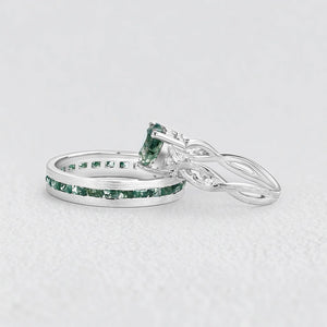 Sylvie’s Heartstring | Heart Cut Moss Agate Infinity Couple Set 2pcs.