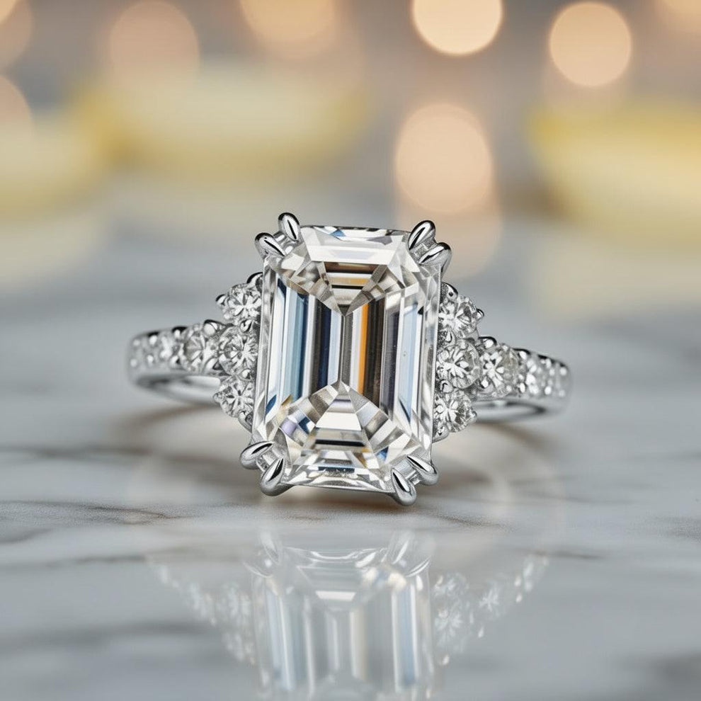 Natalia‘s Prism of Light | 3CT Emerald Cut Moissanite Ring.