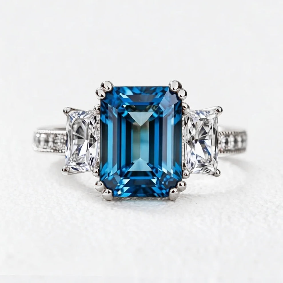 Cleo’s Legacy | 3CT Royal Blue Baguette Sapphire Engagement Ring