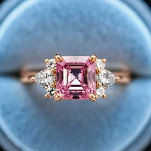 Liora‘s Whisper | 2CT Asscher Cut Pink Solitaire Ring.