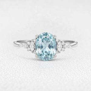 Celine’s Azure | 1.5CT Classic Oval Aquamarine Engagement Ring