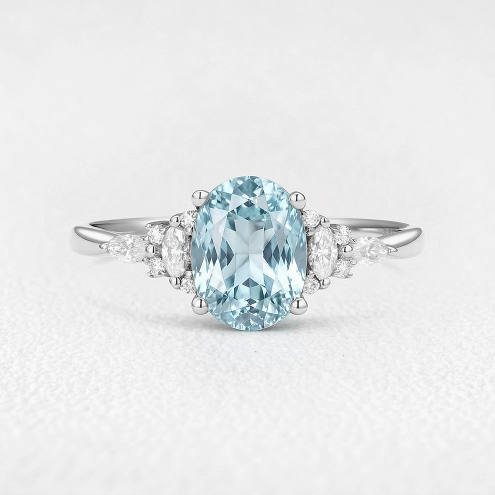 Celine’s Azure | 1.5CT Classic Oval Aquamarine Engagement Ring