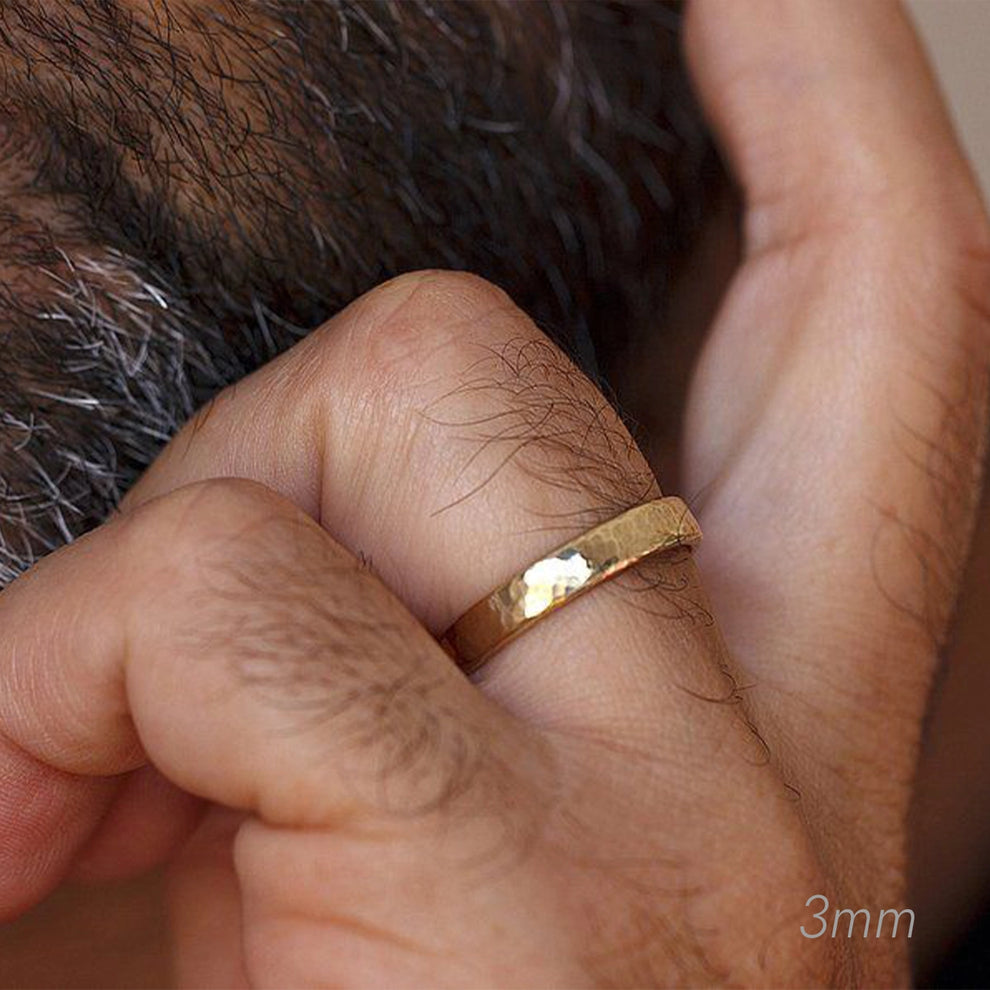 Hammered Forge | Metallic Grain Wedding Band.