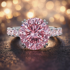 The Gilded Muse | Vintage 3CT Pink Solitaire Engagement Ring in Solid Gold.
