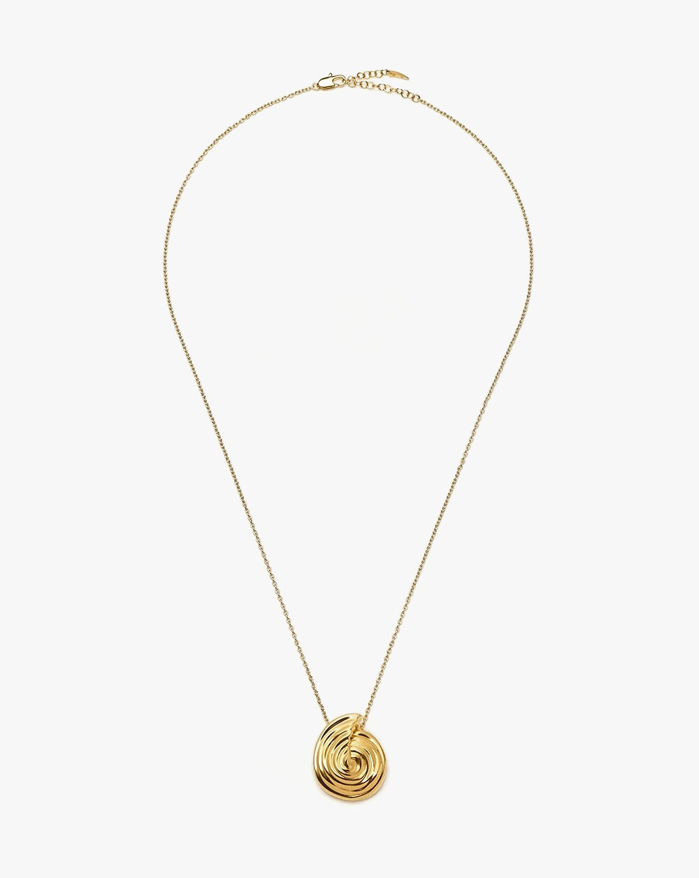 18K Gold Vermeil Spiral Large Pendant Necklace.