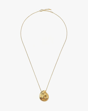 18K Gold Vermeil Spiral Large Pendant Necklace.