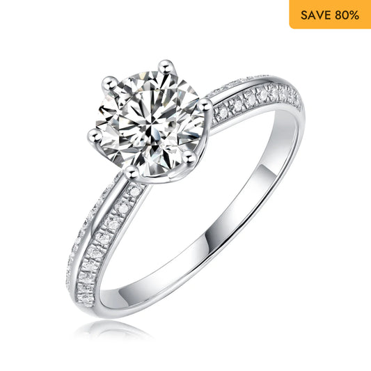 Sterling Silver Brilliant Cut Moissanite Solitaire Ring