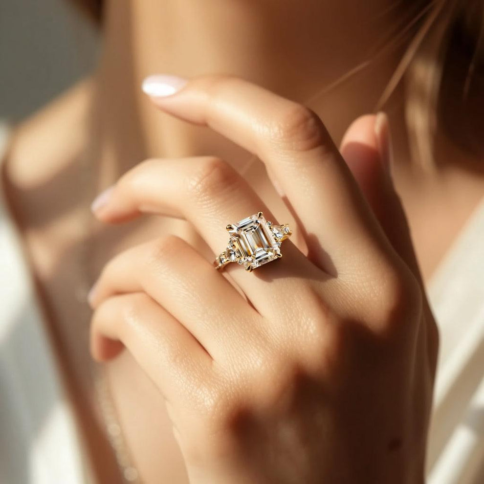 Lumina‘s Glow | 3CT Emerald Cut Moissanite Ring.