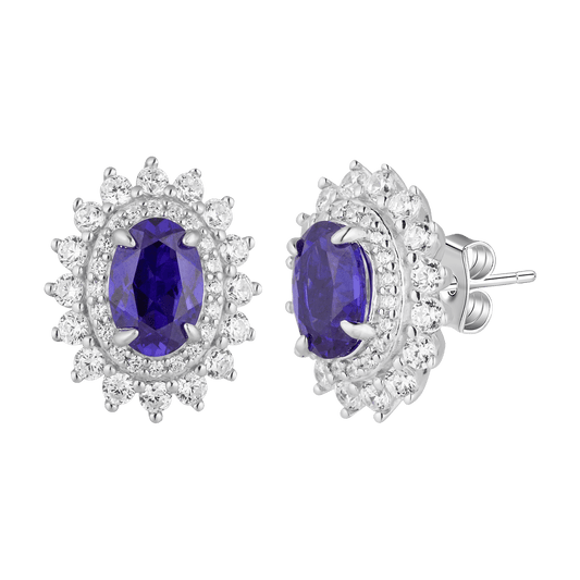 Elegant Ruby Halo Earrings