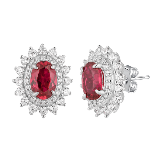 Elegant Ruby Halo Jewelry Set - Stellaradorn