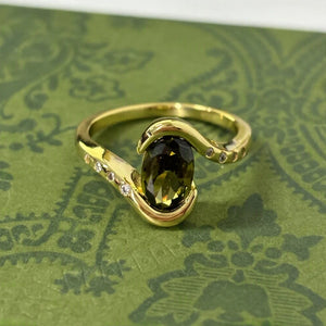 4CT Oval Cut Vintage Style Green Gemstone Ring