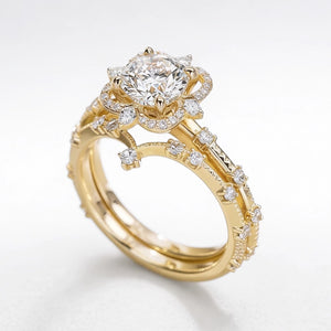 Luna’s Float | 2CT Round Art Diamond Floating Halo Gold Ring.