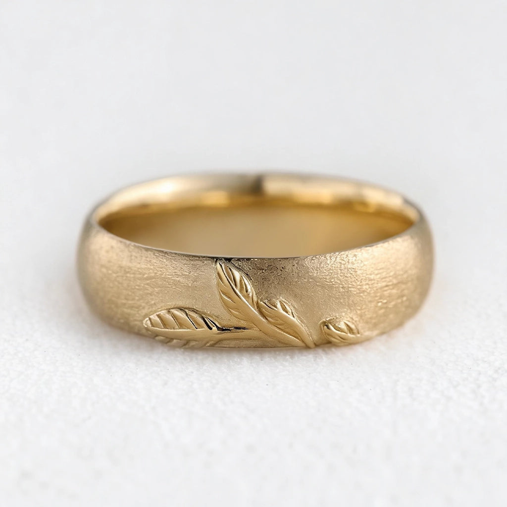 The Intertwined Wedding Set – Sandblasted Branch & Curved Vine Bands.