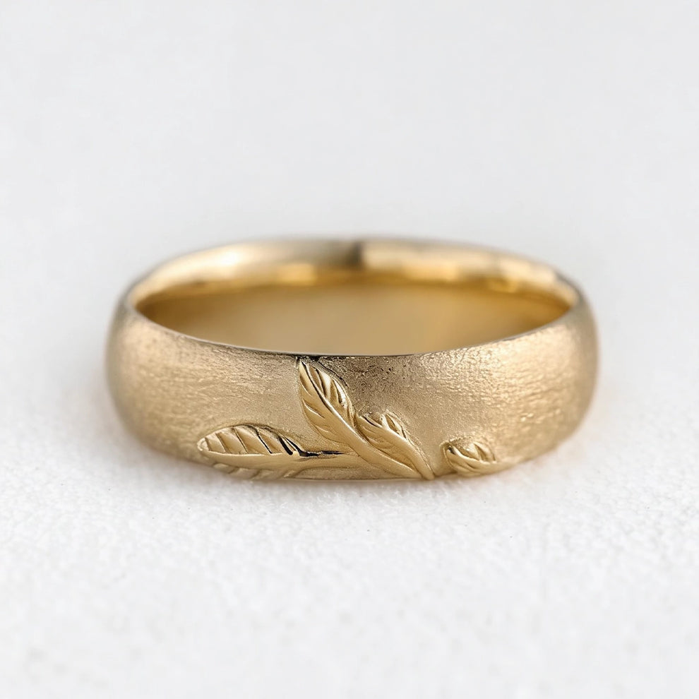The Intertwined Wedding Set – Sandblasted Branch & Curved Vine Bands.