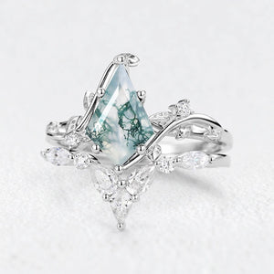 Isadora’s Vine | Kite Cut Moss Agate Bridal Duo