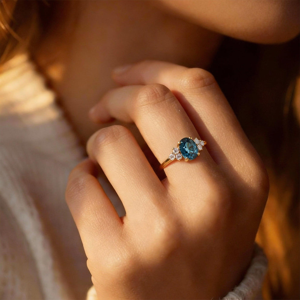 Azure Serenity | Oval Cut Rare Blue Sapphire Solitaire Engagement Ring.
