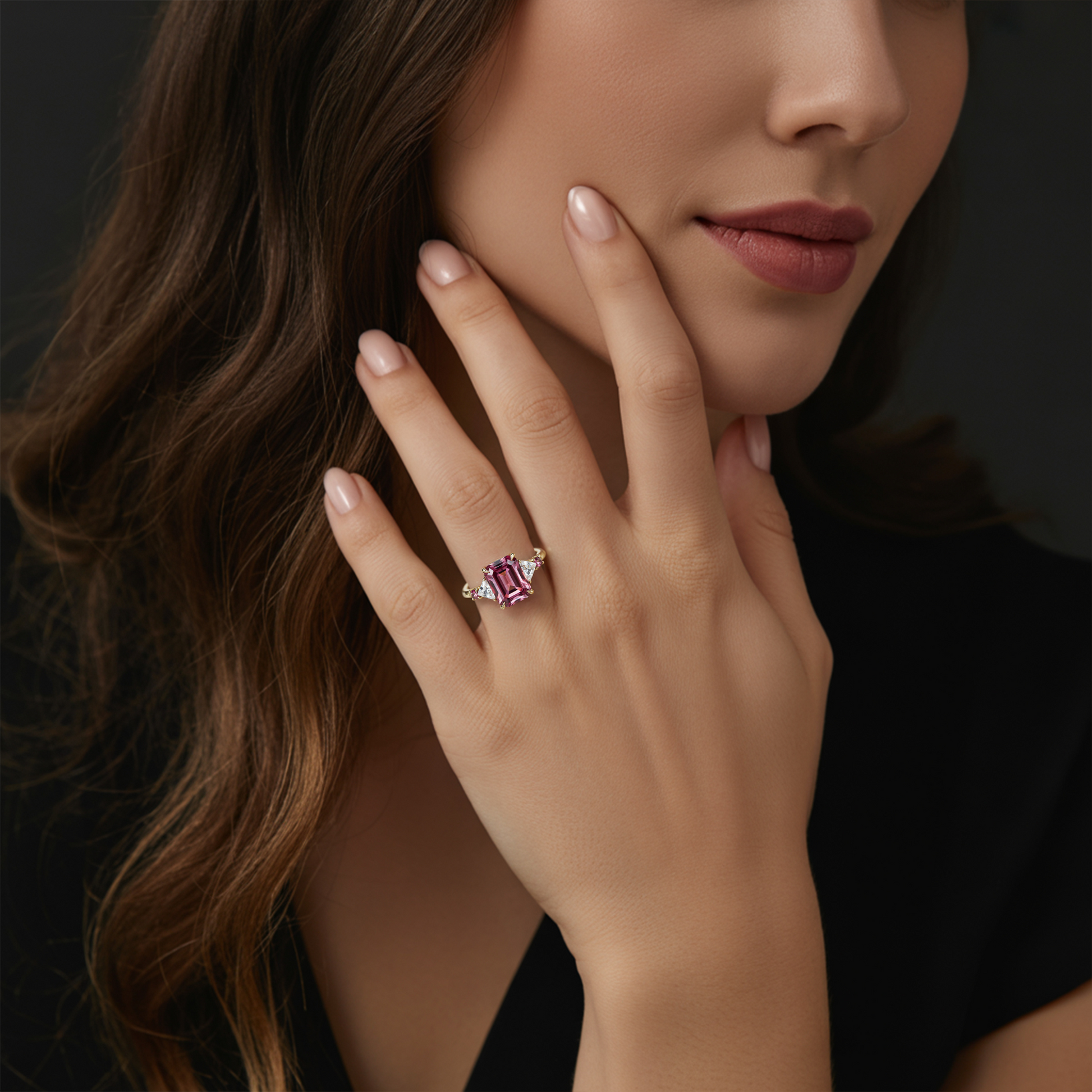 Seraphyne 2CT Emerald-Cut Pink Gemstone Ring