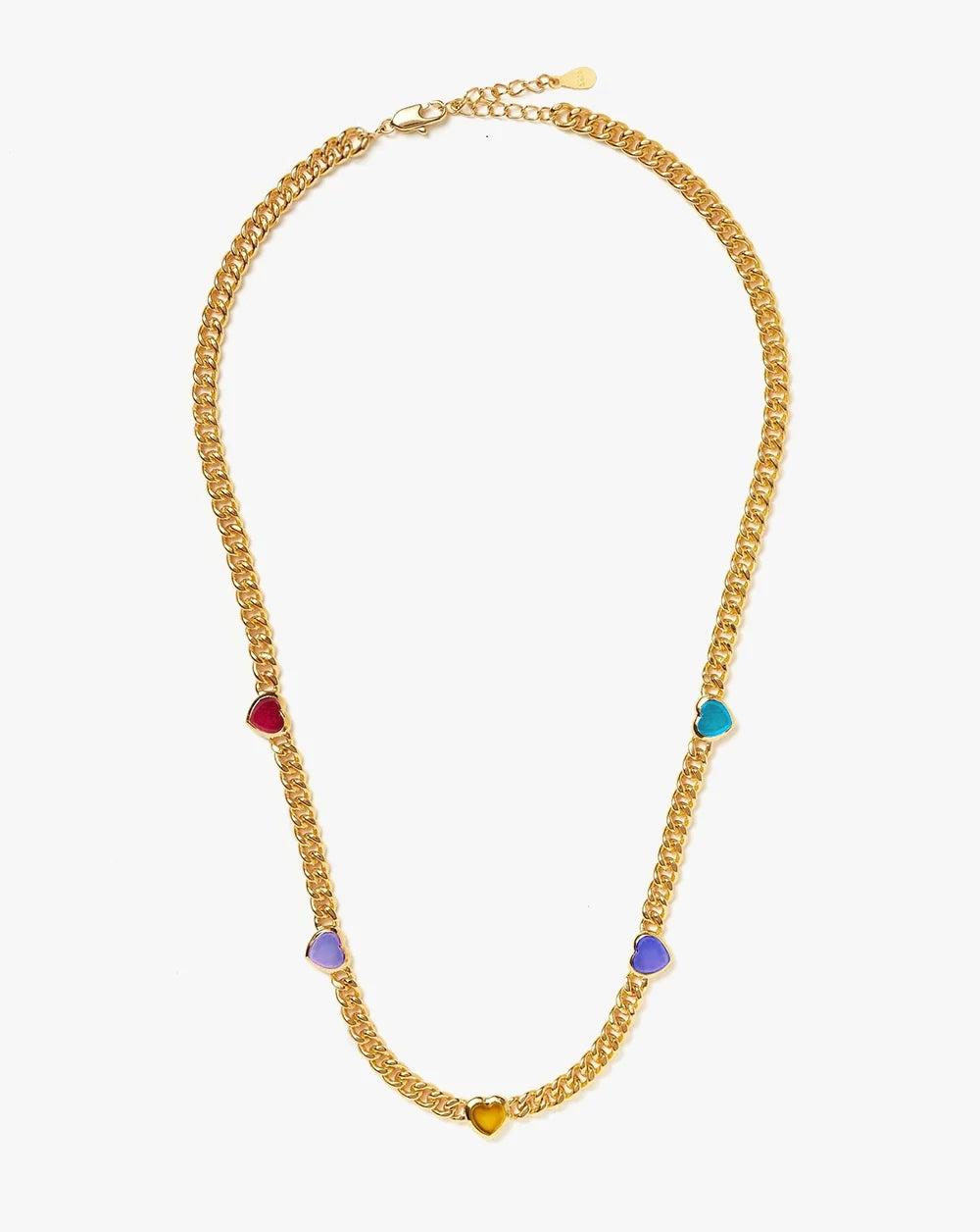 18K Gold Vermeil Jelly Heart Gemstone Charm Necklace.