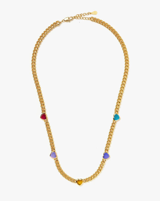 18K Gold Vermeil Jelly Heart Gemstone Charm Necklace