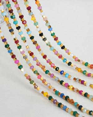 Rainbow Bead Necklace with Natural Stone