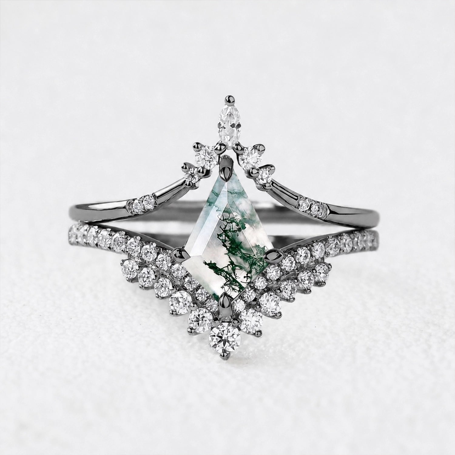Alexandra’s Heritage | Moss Agate Chevron Cluster Bridal Duo