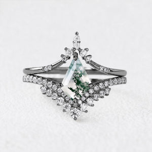 Alexandra’s Heritage | Moss Agate Chevron Cluster Bridal Duo