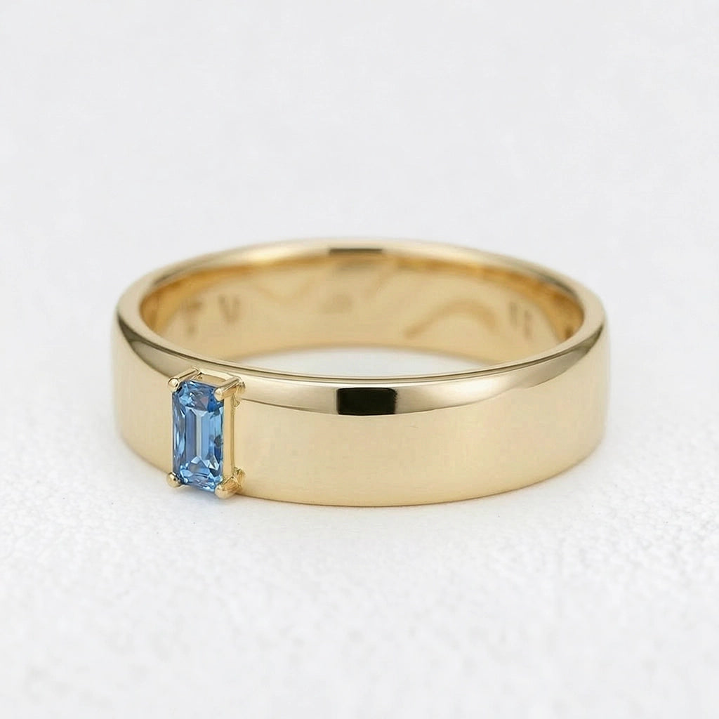 Nova’s Edge | Inner Engraved Baguette Blue Diamond Men’s Band