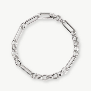 White Gold Plated Silver Axiom Chain Bracelet.