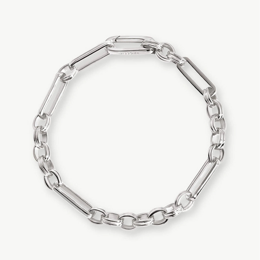 White Gold Plated Silver Axiom Chain Bracelet.