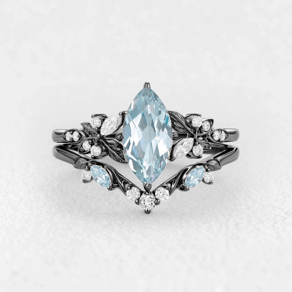 Marina’s Tide | Marquise Aquamarine Bridal Set 2pcs.