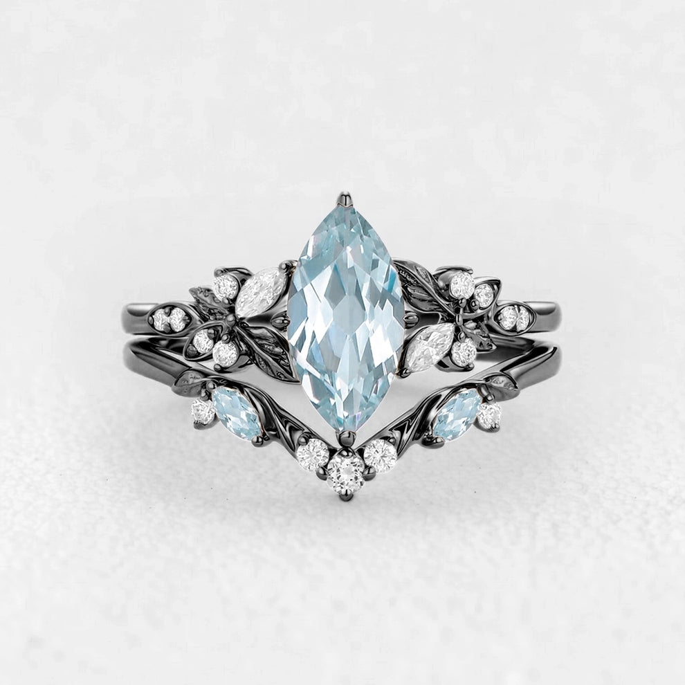 Marina’s Tide | Marquise Aquamarine Bridal Set 2pcs.