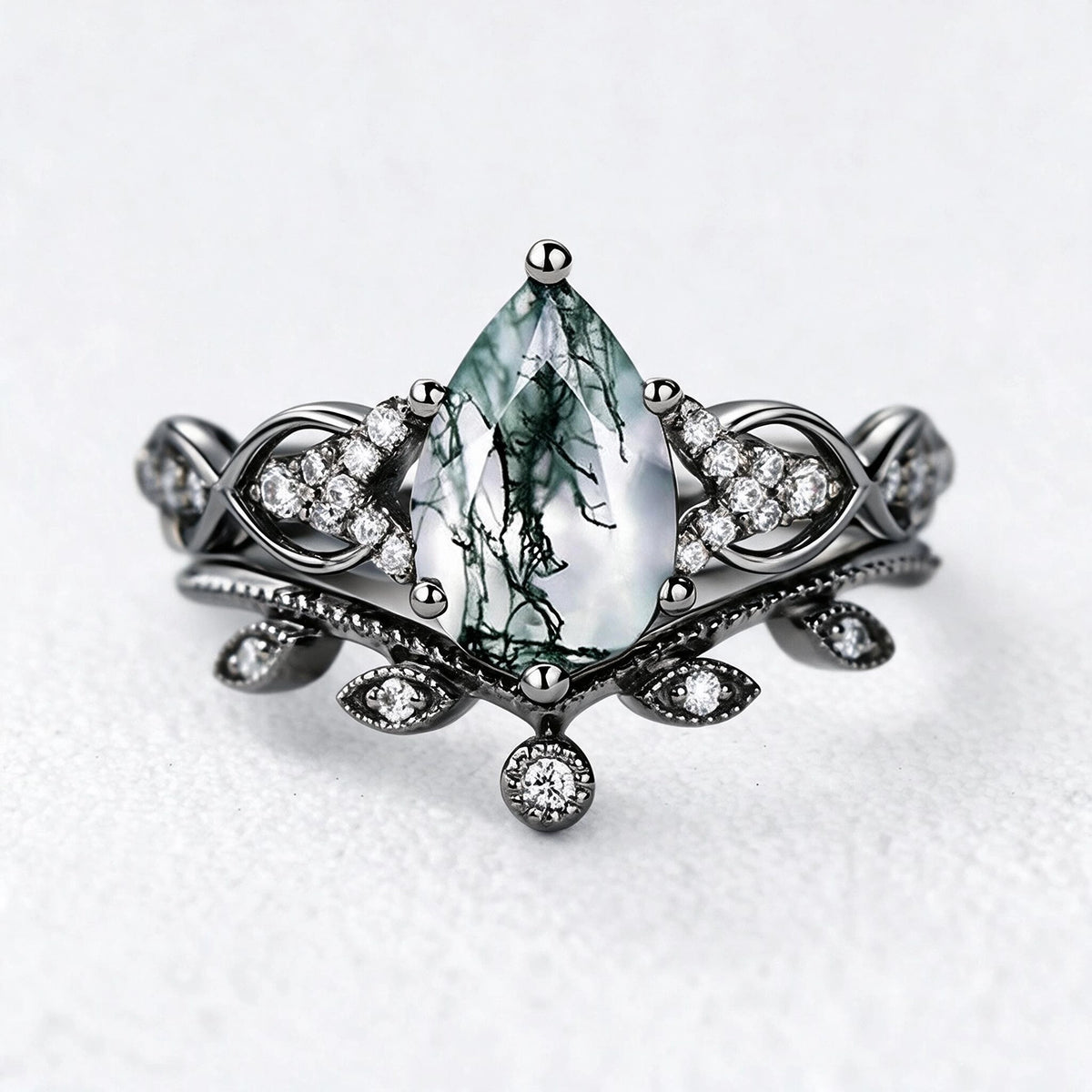 Seraphina’s Foliage | Pear Moss Agate Bridal Duo