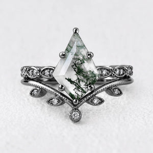 Genevieve’s Imprint | Kite Moss Agate Foliage Bridal Duo