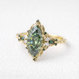 Guinevere’s Avalon | 2CT Marquise Green Sapphire Vintage Engagement Ring