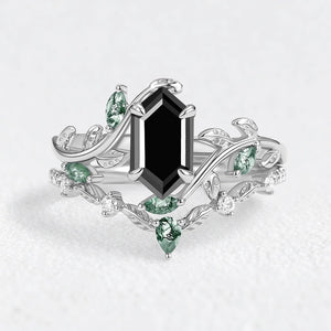 Daphne’s Laurel | Hexagon Cut Moss Agate & Emerald Vine Duo