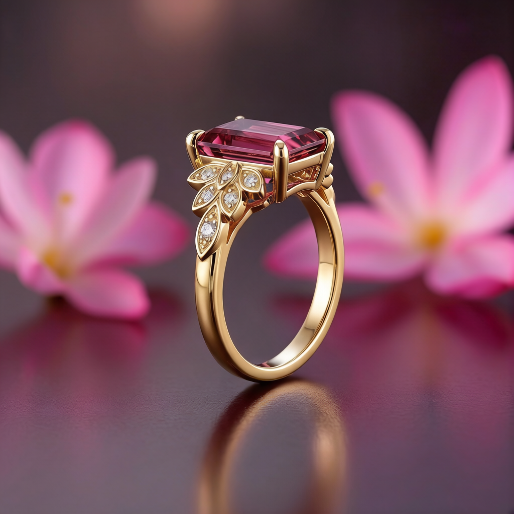 Juliet‘s Charm | 3CT Emerald Cut Pink Gemstone Ring.