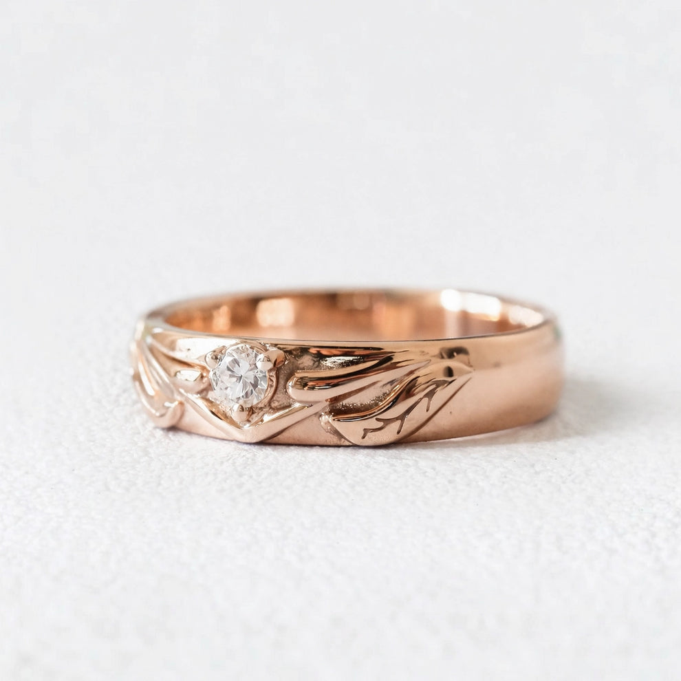 Ivy’s Spark | Diamond Leaf Wedding Band.