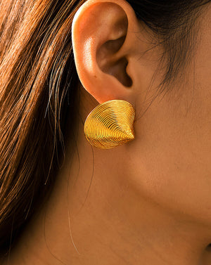 Gold Shell Stud Earrings Inspired by Venus Ocean Beauty